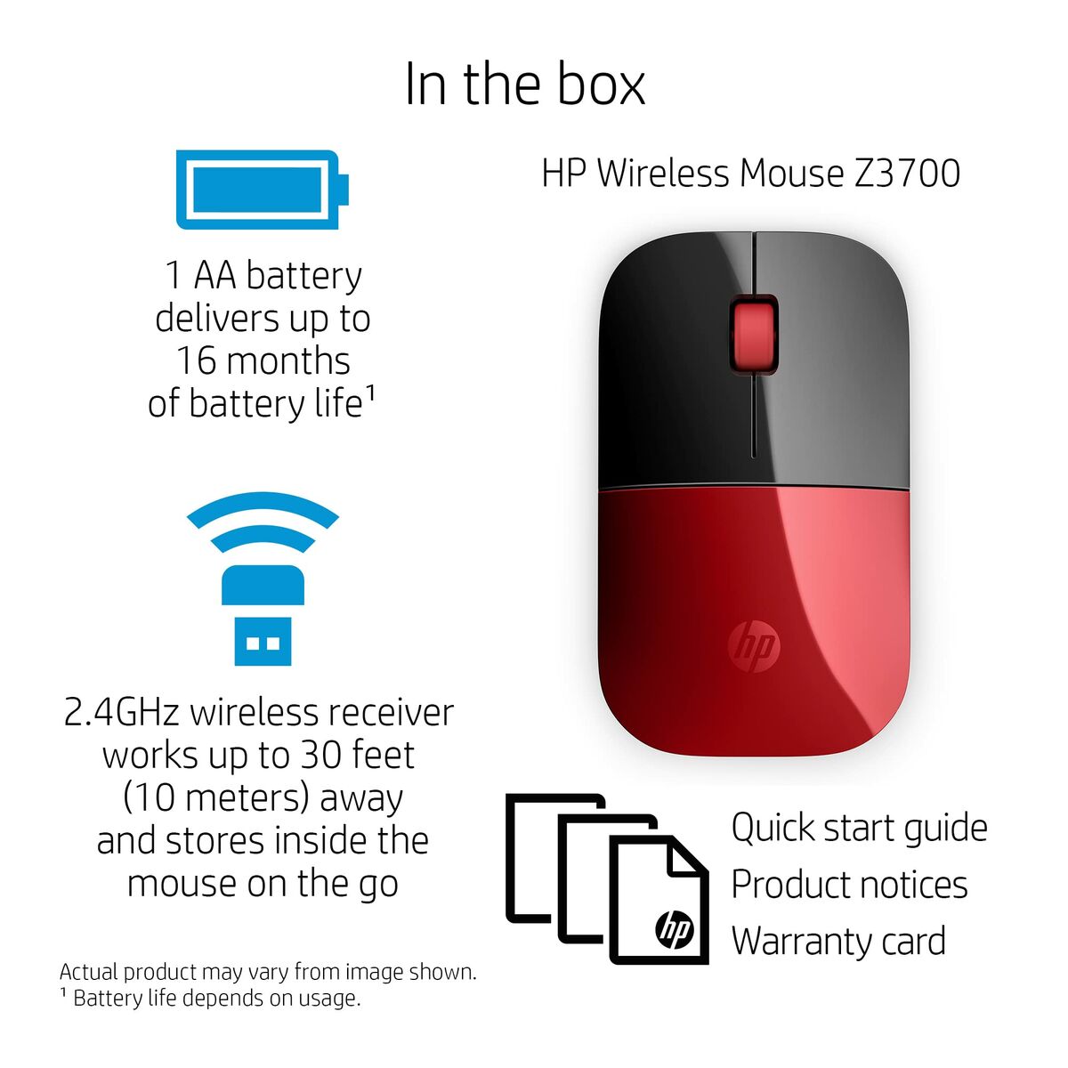Juhtmevaba Hiir HP Z3700 Must Punane 1200 DPI